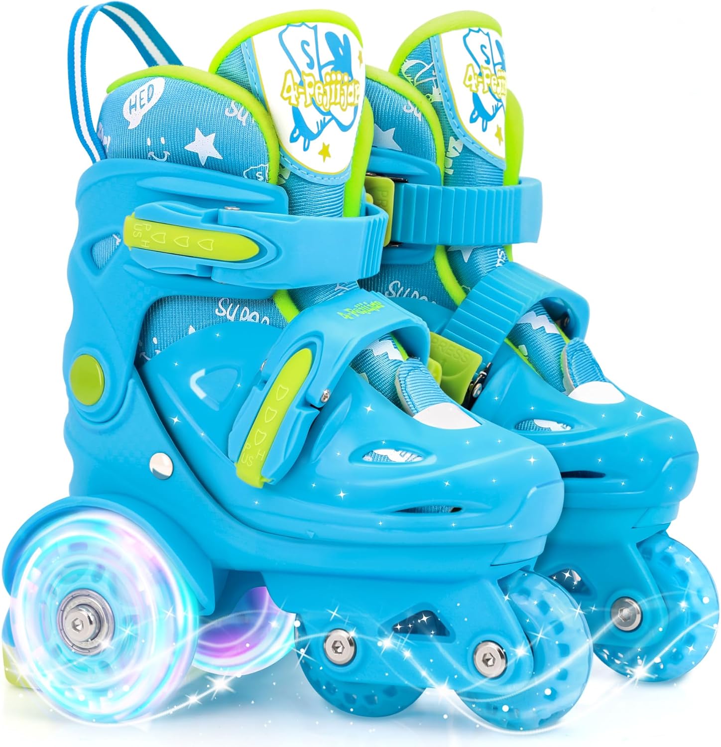 Adjustable Roller Skates for Kids Girls Ladies with Light Up Flash Wheels(Age 3-9),Three-Point Type Balance,Gift Box Packing for Toddlers,Children