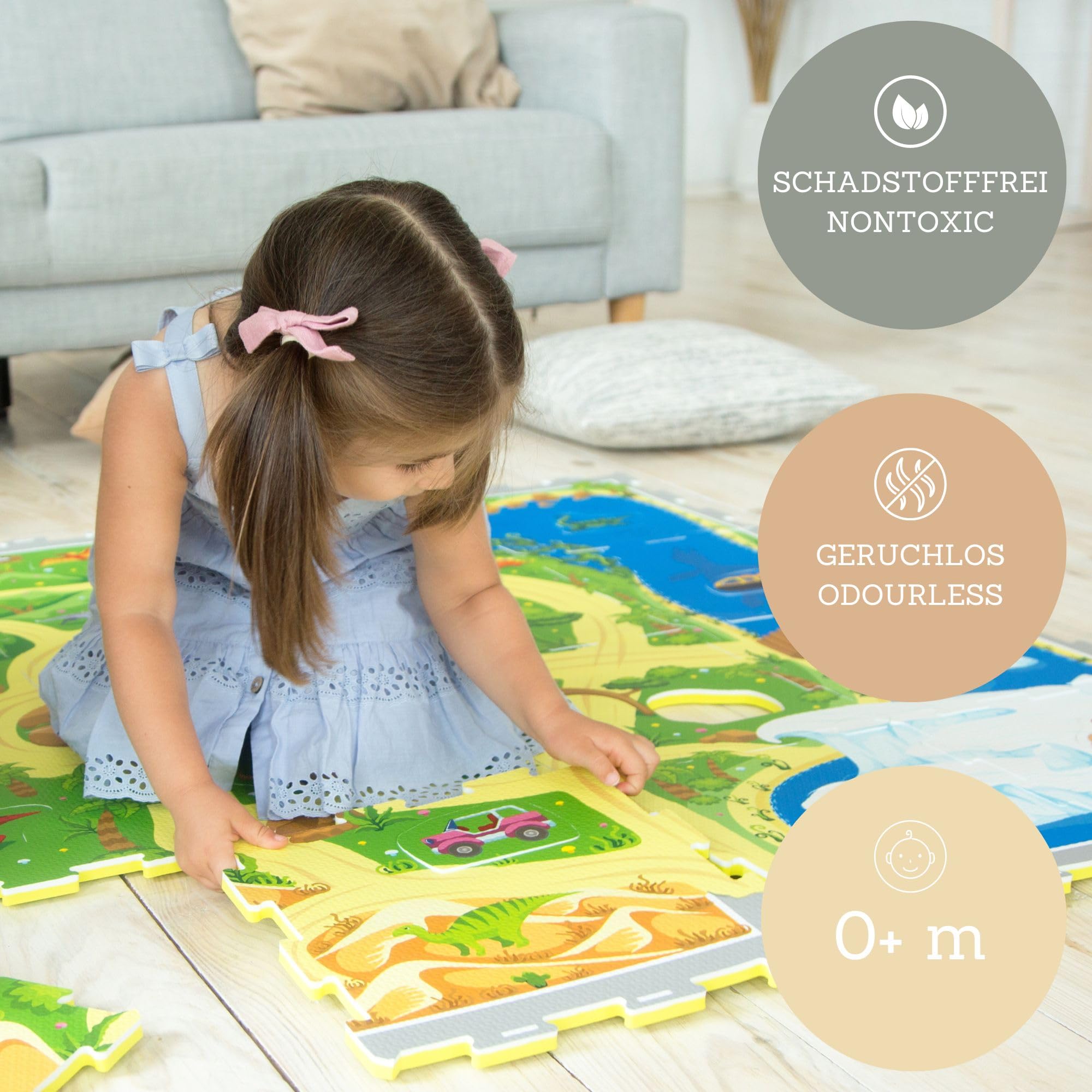 Hakuna Matte Car Foam Play Mats 1,2 x 1,2 m – 16 baldosas de Espuma entrelazadas y 11 Formas de Coche extraíbles para divertirse Jugando – 20% más Grueso y Suave – Puzzle Play Mat – No tóxico