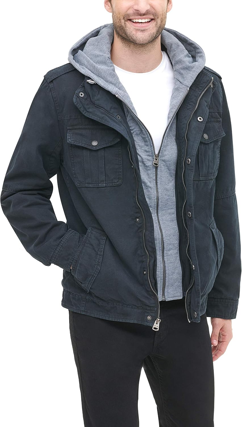 Levi's Men's Washed Cotton Hooded Military Jacket (Regular & Big & Tall Sizes) - Image 4