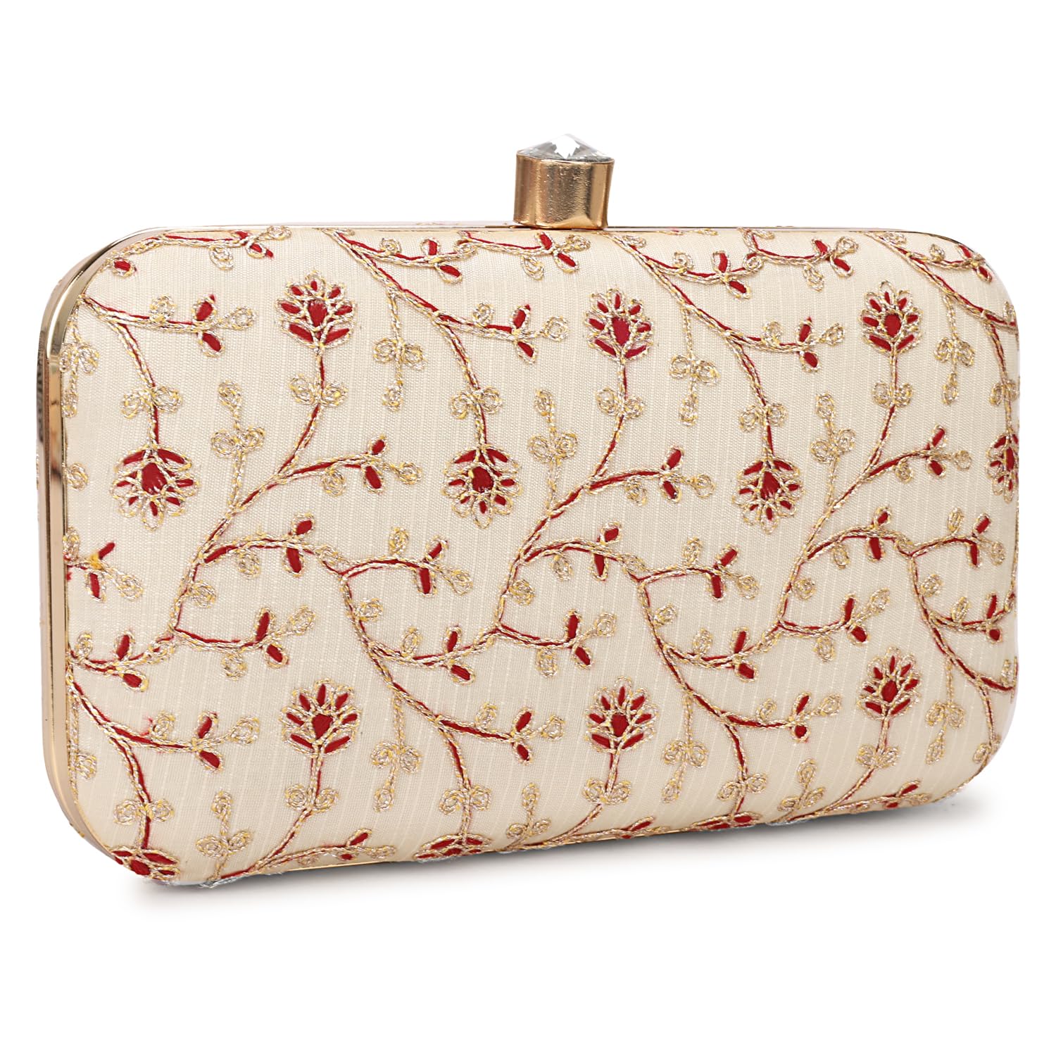 LONGING TO BUY Hand Crafted Designer Box Clutch - Zari Embroidery For Women