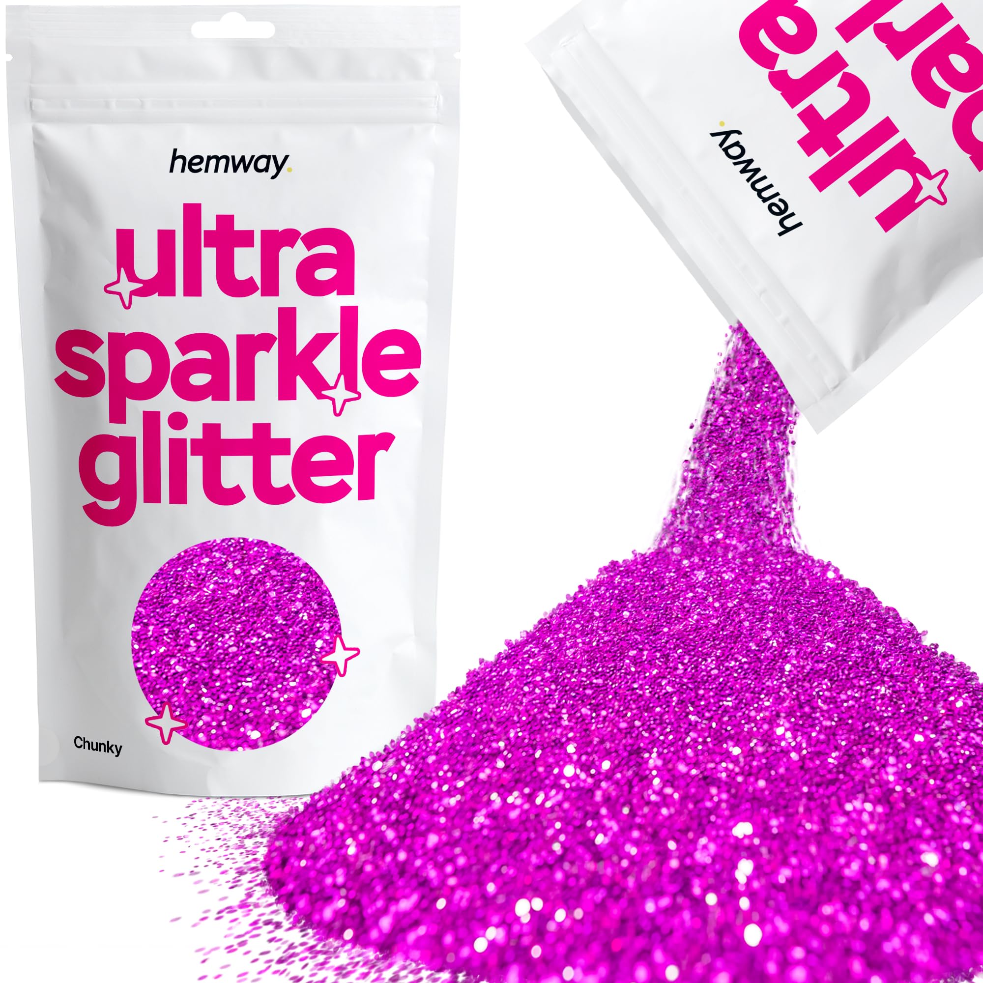 Hemway Ultra Sparkle Glitter Fuchsia Pink 100g Chunky