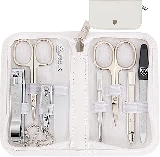3 Swords Germany - brand quality 8 piece manicure pedicure grooming kit set for professional finger & toe nail care scissors clipper fashion leather case in gift box, Made by 3 Swords (002037)