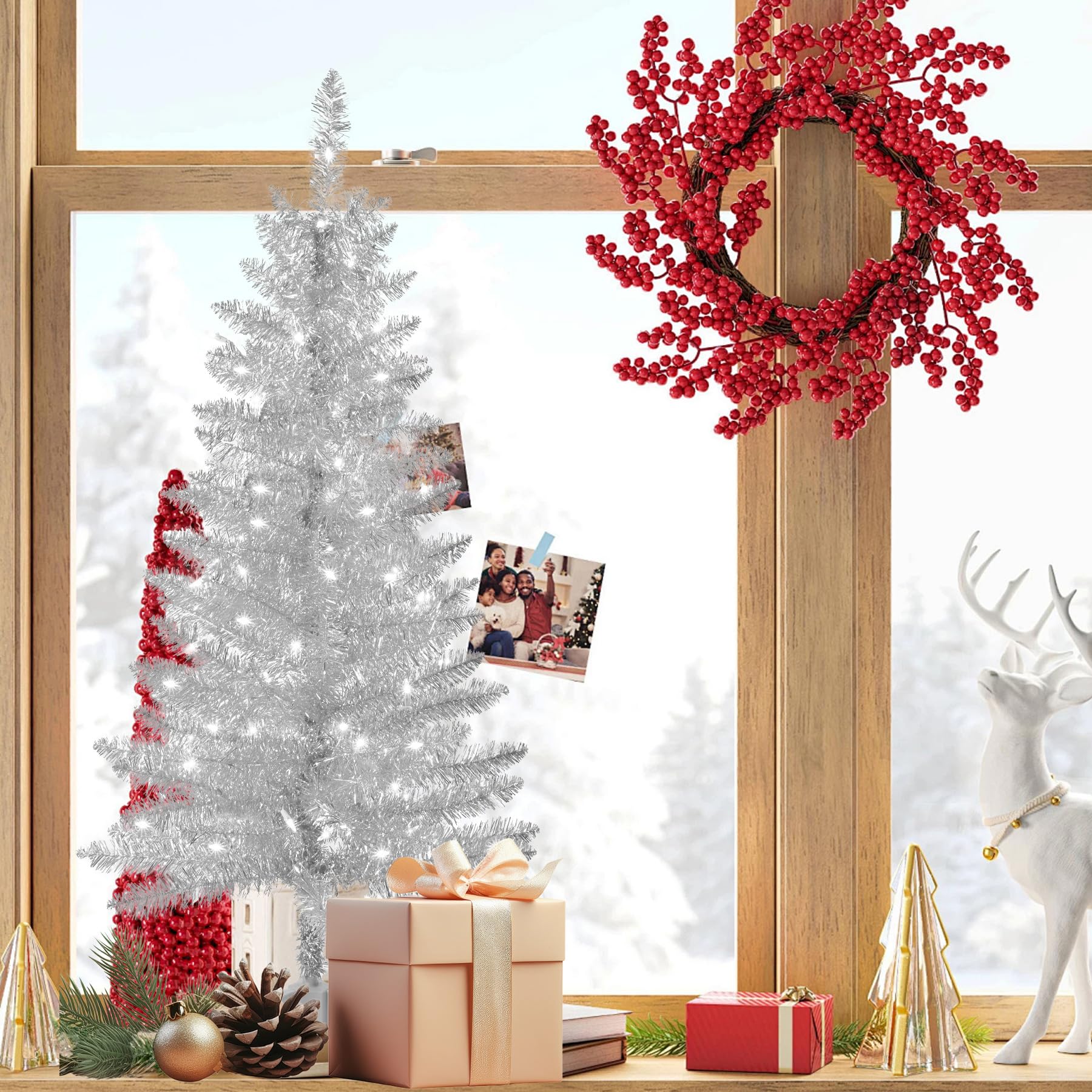 liguanow Sapin de Noël artificiel d'Halloween de 1,2 m avec support - Petit sapin de Noël pour la maison, le bureau, les fêtes, les vacances, l'intérieur et l'extérieur