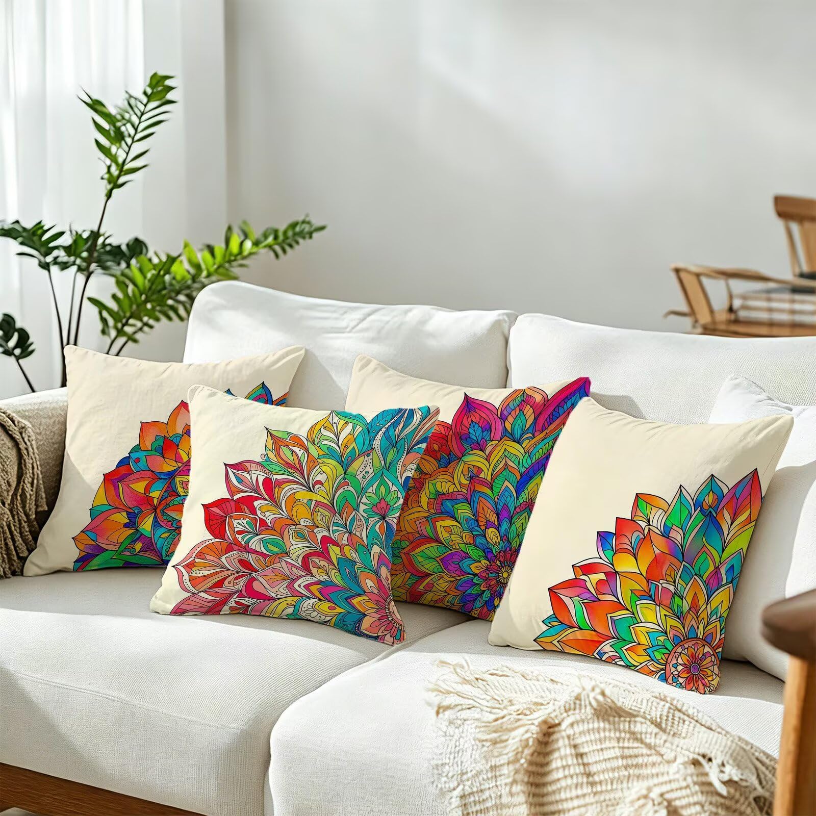 Cojines Exterior Vistoso Funda Almohada 45x45cm Juego de 4, Cod-476