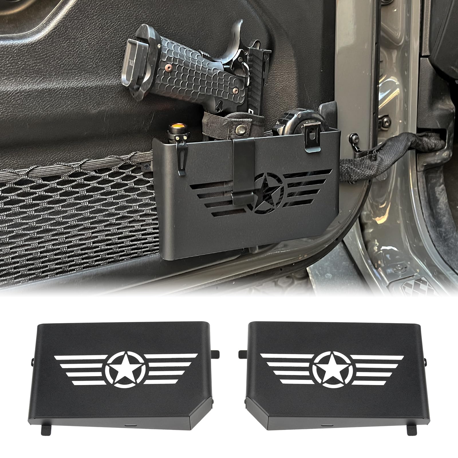 MAIKER Boîtes Rangement Porte Jeep Wrangler JK - Lot 2 Organiseurs Métal Noir 2007-2018