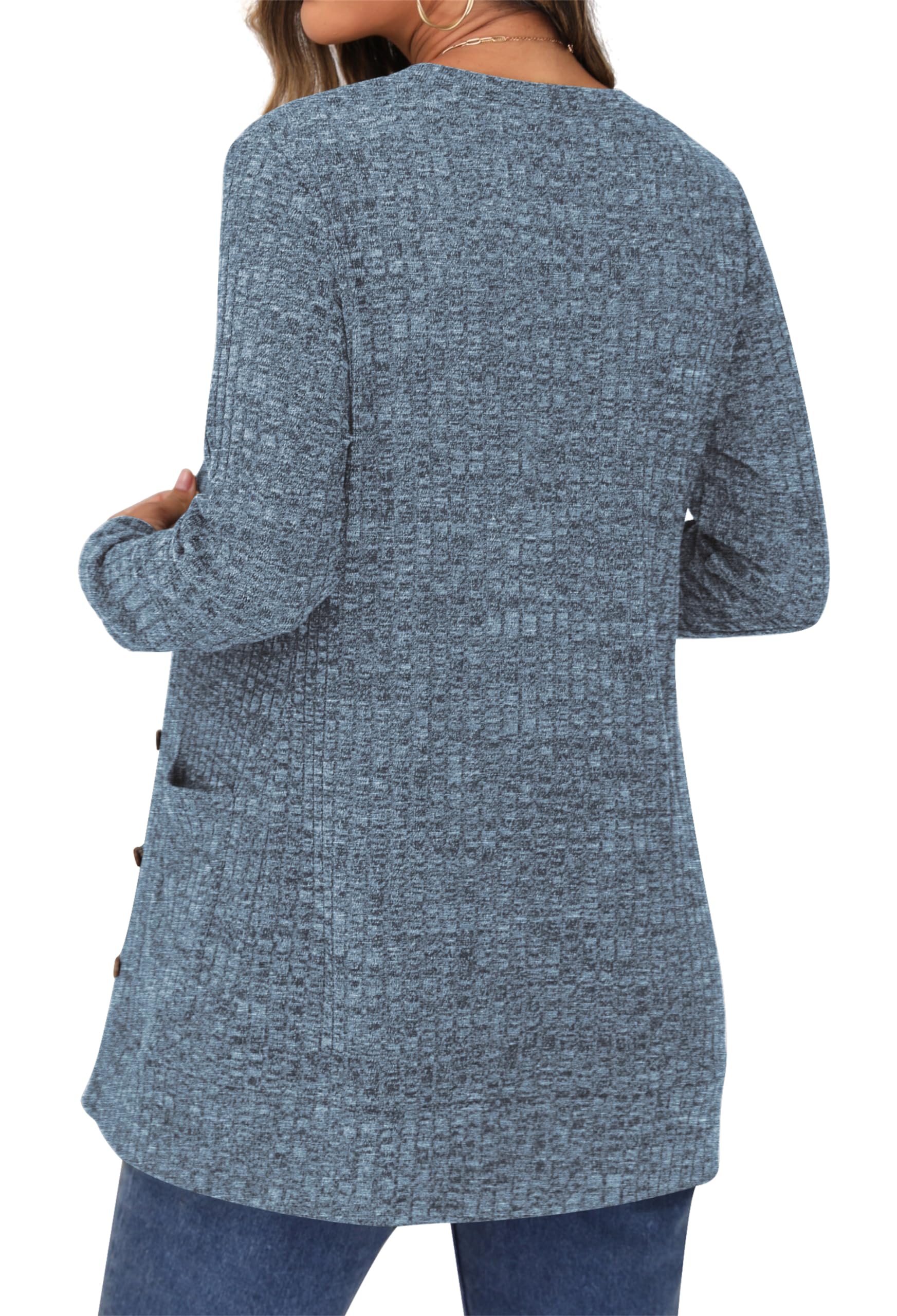 GRECERELLE Cardigan Donna Lungo Golfino Manica Lunga Elegante Comodo Apertura Frontale Bottoni Tasche Maglione Leggero Scollo a V