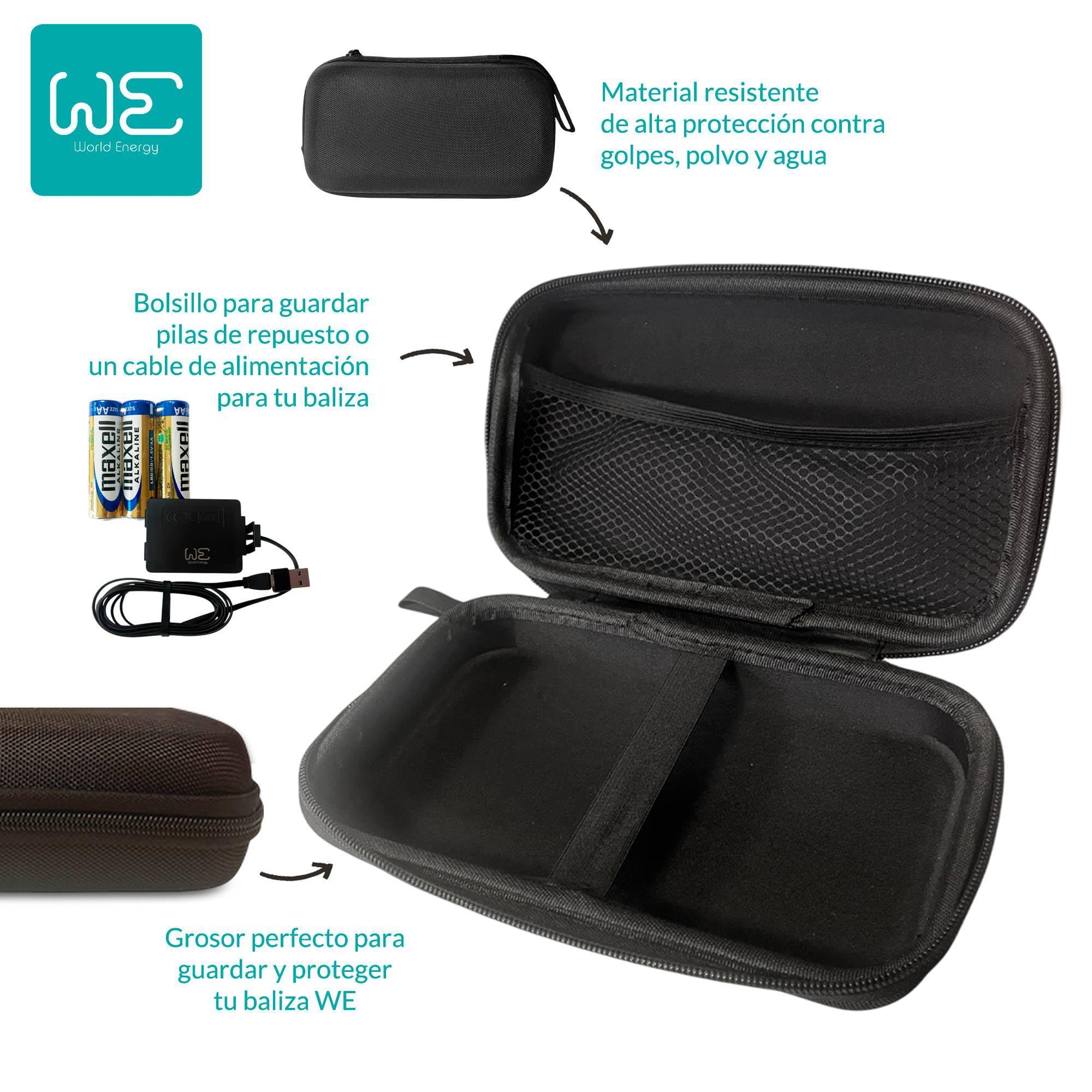 Kit de Seguridad con Funda doble + Chaleco reflectante + Cable de alimentación de baliza + Baliza WE Luz de emergencia V16