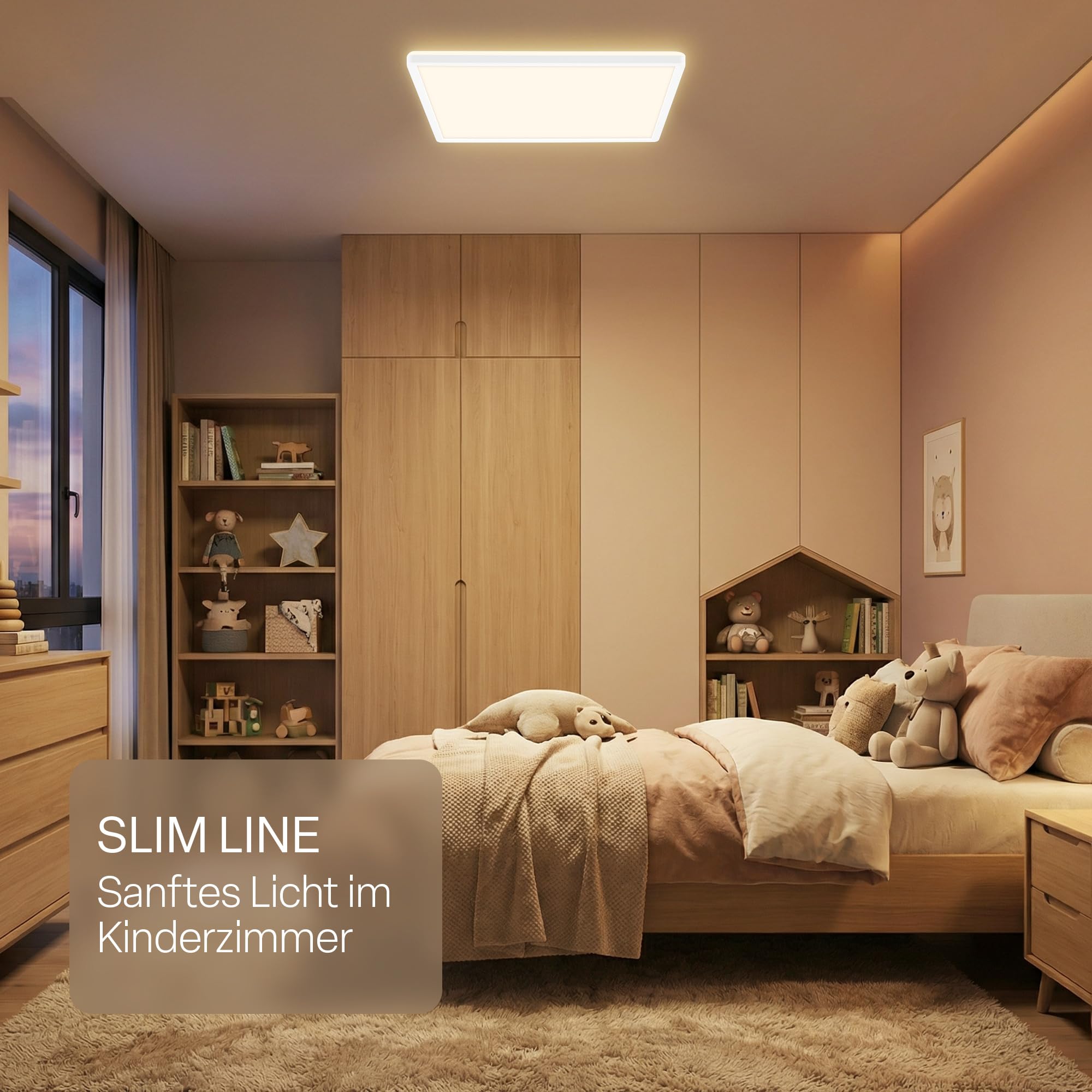 B.K.Licht - LED Deckenlampe, Flach, Dimmbar, Indirektes Licht, CCT warmweiß bis tageslichtweiß, IP44, Panel, Deckenleuchte, Kinderzimmer, Wohnzimmerlampe, Badezimmer Lampe, 42x42x3 cm, Weiß