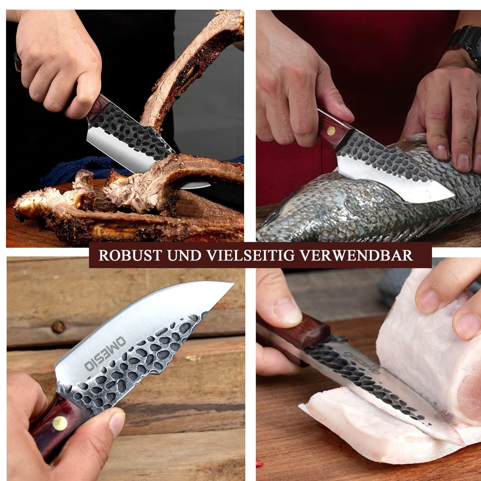 Cuchillo Bushcraft al aire libre, hoja templada, compacto