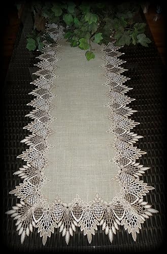 Miniatura 3 de Encaje 72" Camino de mesa Dresser bufanda Neutral Doily tonos tierra Encaje Europea