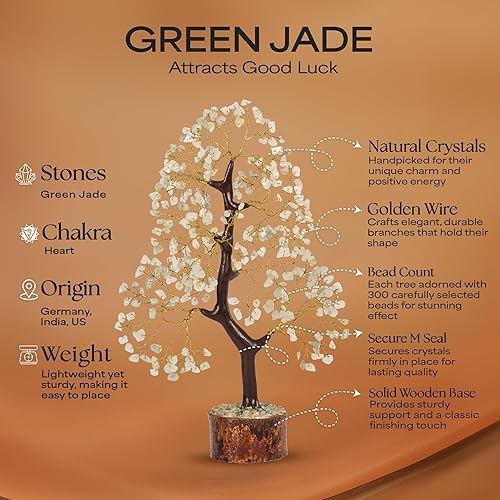 Miniatura 3 de Árbol de dinero de piedra de jade verde  Árbol de la vida  Piedras curativas energéticas  Bonsái de Feng Shui  Curación de cristal de reiki  Buena