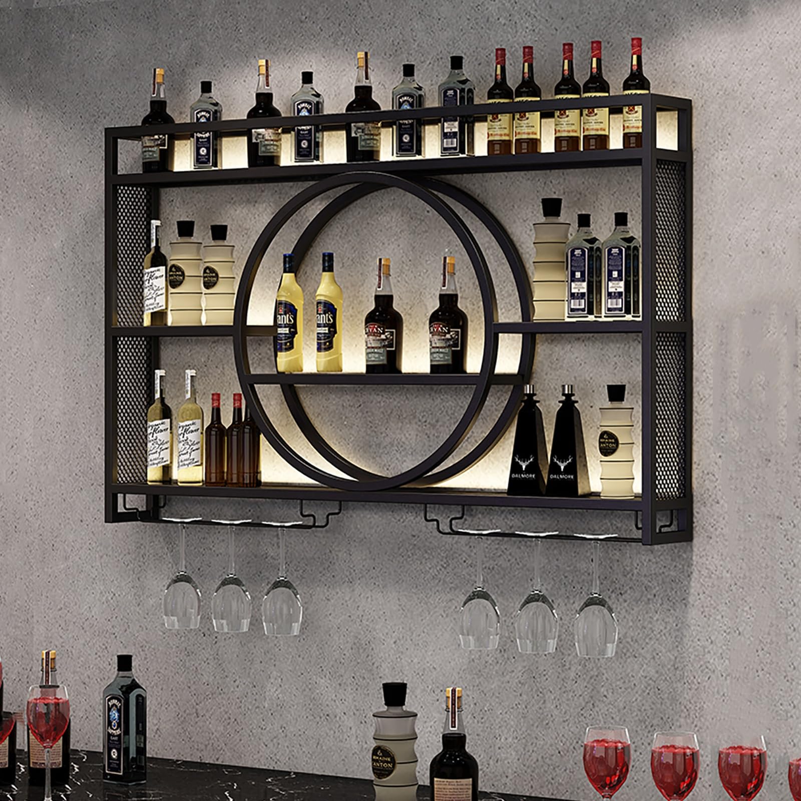 Étagère de bar en fer lumineuse pour salon moderne