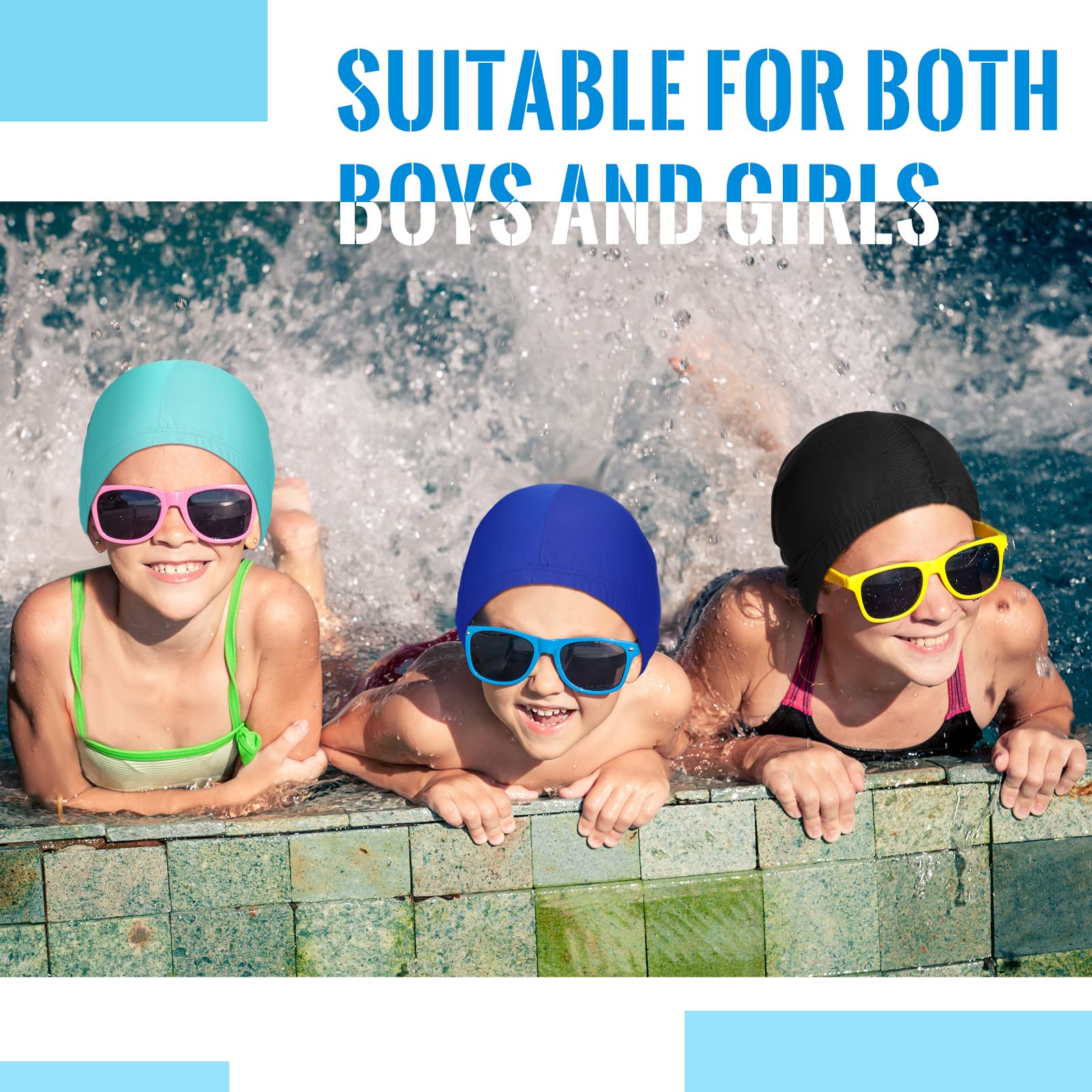 Cuffie da Nuoto per Bambini, Cappello da Nuoto Elastico in Silicone, Unisex Cuffia da Piscina Impermeabile per Capelli Lunghi e Corti Ragazze Ragazzi