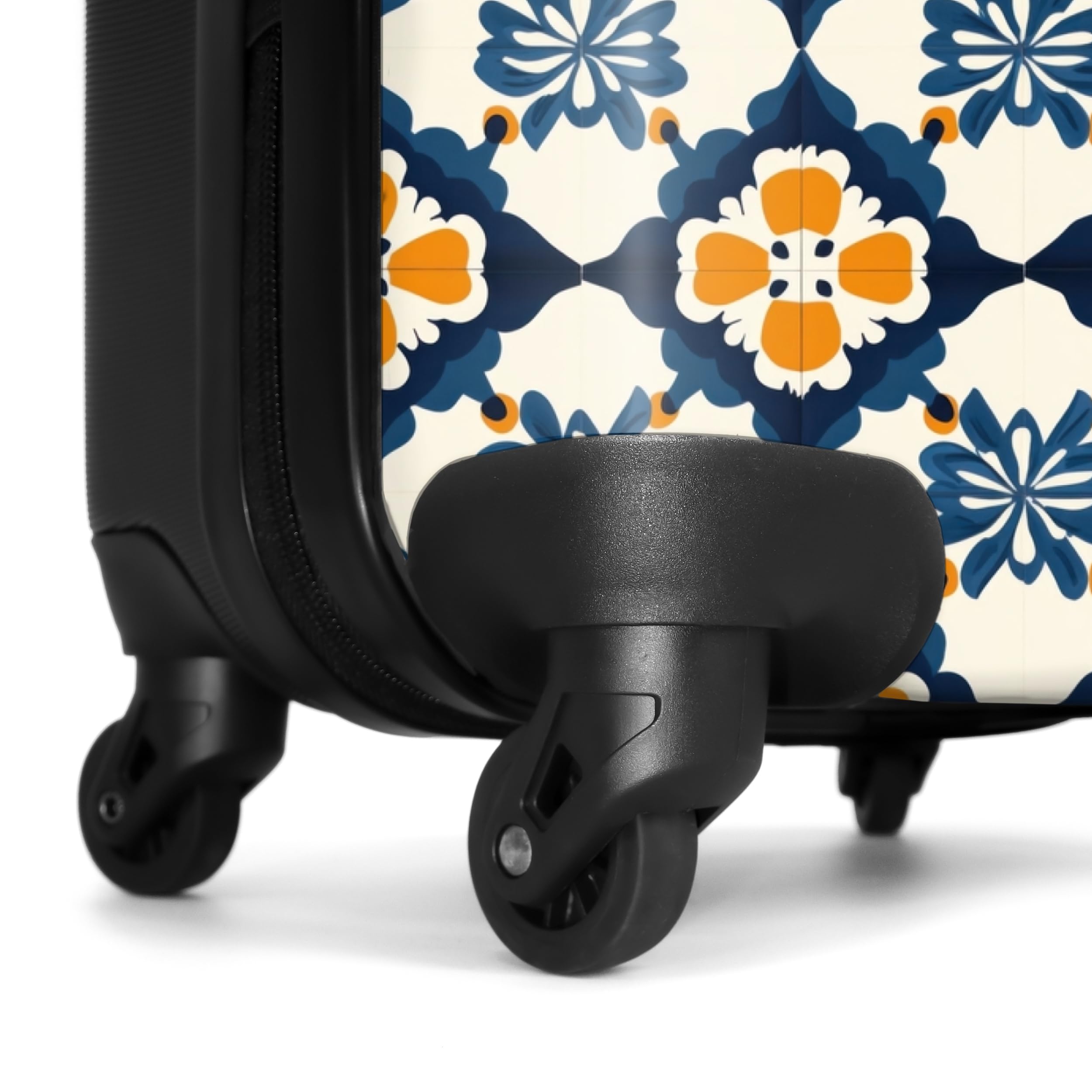 NoBoringSuitcases.com® Koffer Mittelgroß 67x43x25 cm Hartschalenkoffer L Trolley Rollkoffer 4 Rollen Leicht Hartschale Mittel Groß Klassisch - Geometrisch - Blau