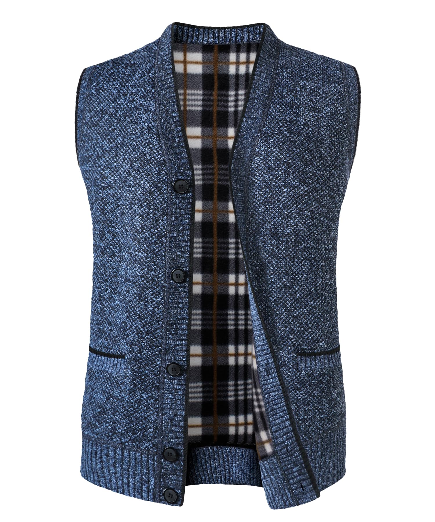 Chaleco de Punto para Hombre Cárdigan sin Mangas de Hombre Casuales Chaleco de Suéter Liso de Color Suéter de Punto Pullover Elegante