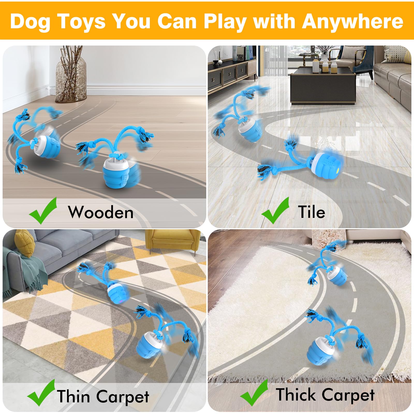 Juguete Interactivo para Perros – Bola Automática Inteligente para Perros Pequeños, Mantiene a los Perros Estimulados Mentalmente y Entretenidos, Modo de Juego Autónomo (Azul)
