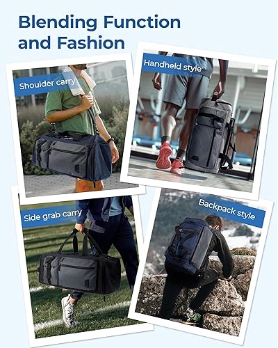 Miniatura 2 de BAGSMART Bolsa de gimnasio para hombres, bolsas de lona deportivas para viajes, bolsa de fin de semana con compartimento para zapatos y laptop,