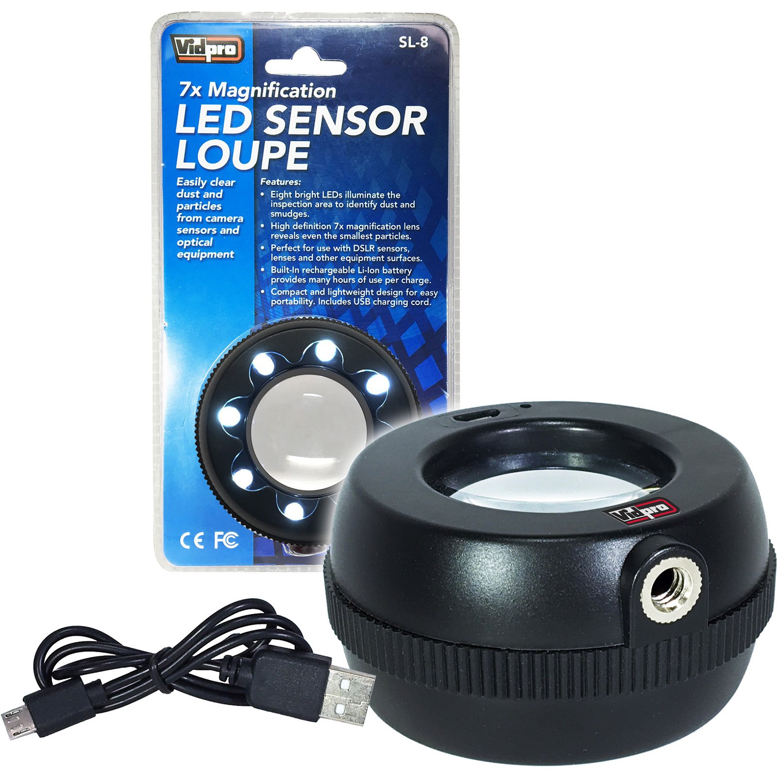 Vidpro SL-8 7x Magnification LED Light Sensor Loupe