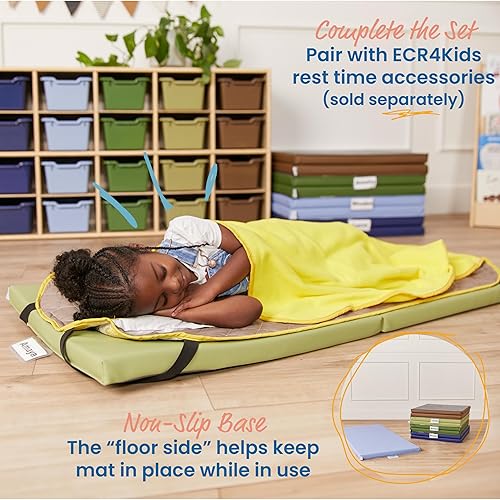Miniatura 5 de ECR4Kids SoftZone - Alfombrillas plegables para descanso de arcoíris, muebles de aula, tono terrícola, 5 piezas