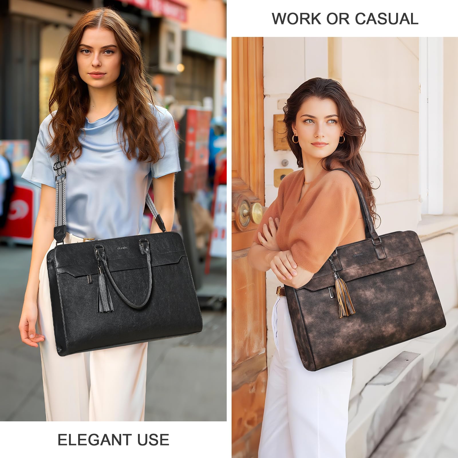 Shrrie Borsa per laptop da 15,6 pollici per le donne,Borsa da lavoro laptop resistente all'acqua,con borsa da sacchetto
