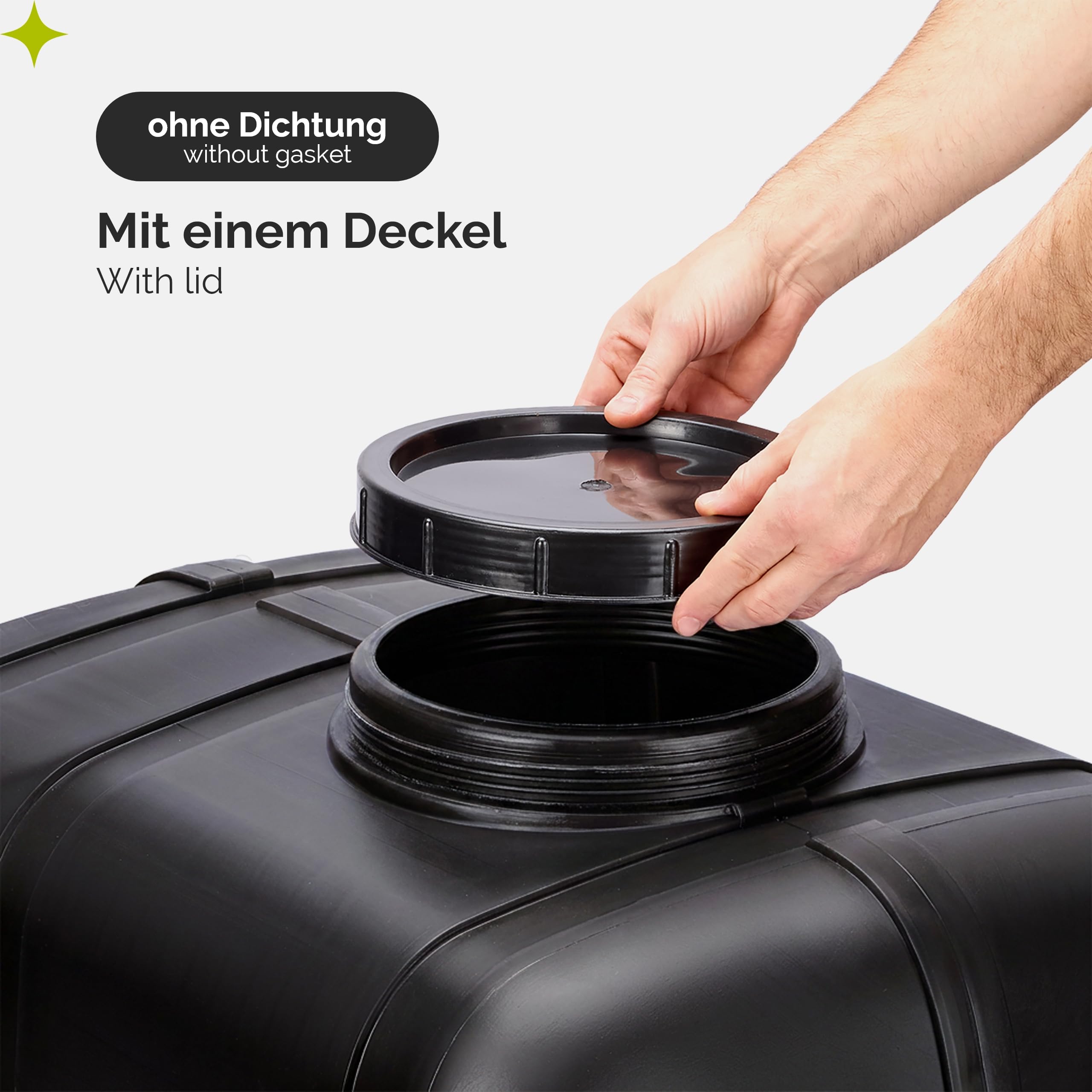 Garronda Wassertank 150 Liter Wasserbehälter mit Deckel Regenwassertank Großbehälter für Haushalt und Gewerbe GD-0098 (Schwarz)