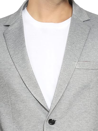 PERSONALITY PLUS Mens Cotton Blend Lycra Single-Breasted Casual Blazers