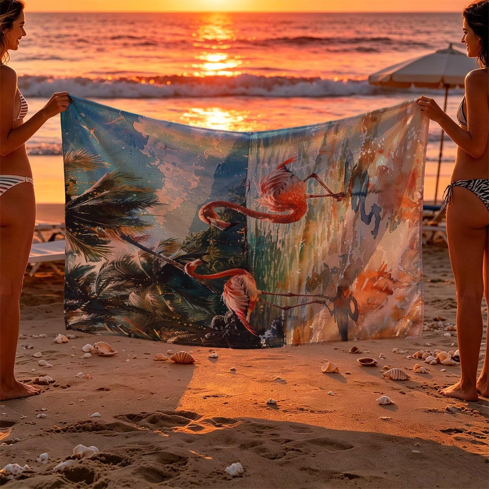 Flamingos Toalla Playa 220 x 160 Resistente a la Arena Secado rápido Ligero, Toalla Playa Grande 160x220cm Suave Cómodo como Gym Yoga Sauna Toallas Baño Grandes Travel Essentials Animal XTLS-4789