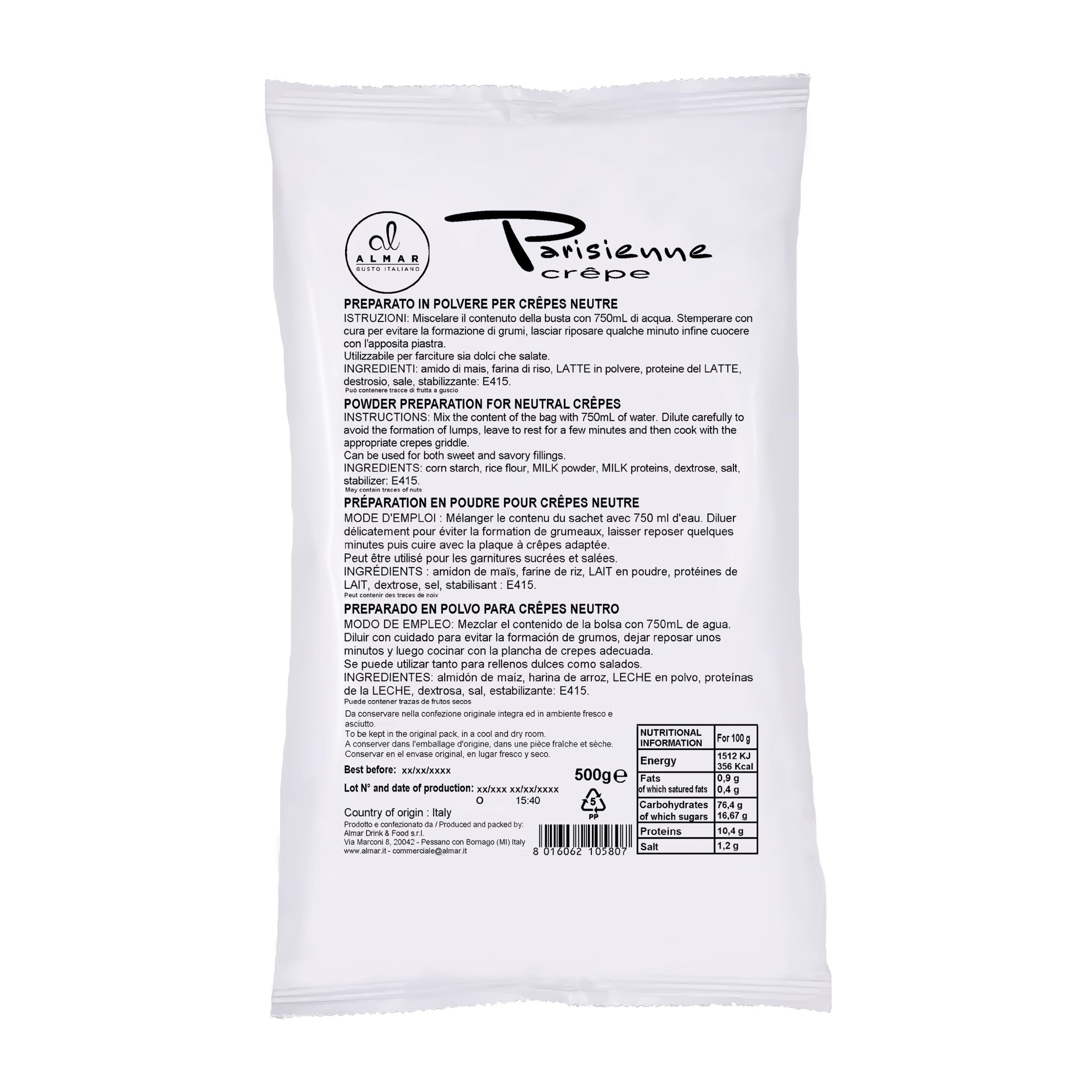 Preparato Crepes Parisienne Senza Glutine 500g