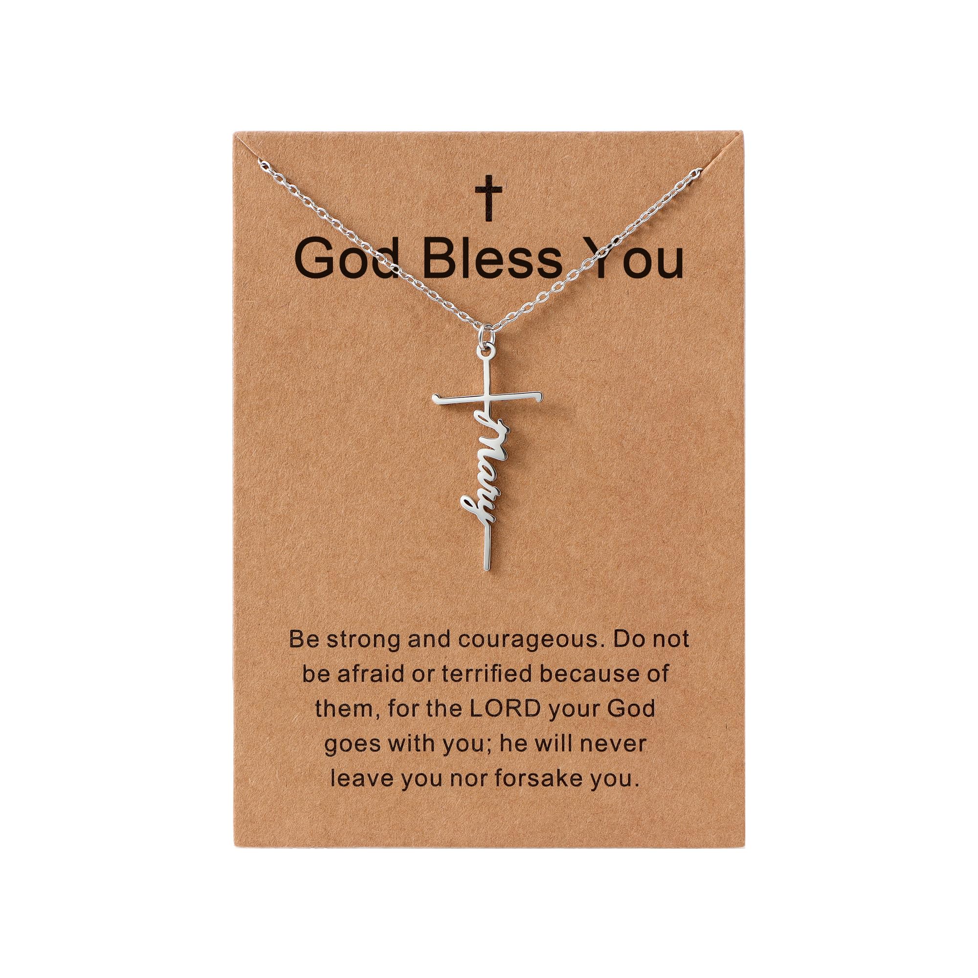 LcherryName Cross Necklace for Women Personalized Custom Nameplate Cross Necklace Customized Jewelry Gift for Women