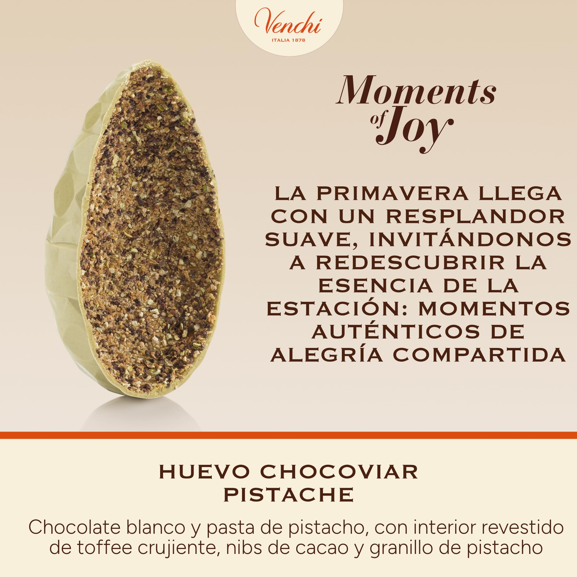 Venchi - Huevo de Chocolate Chocoviar Pistacho, 330 Gr, Sabor Chocolate Blanco y Pasta de Pistacho, Sin Gluten, con Sorpresa, Colección de Pascua Venchi, Idea de Regalo