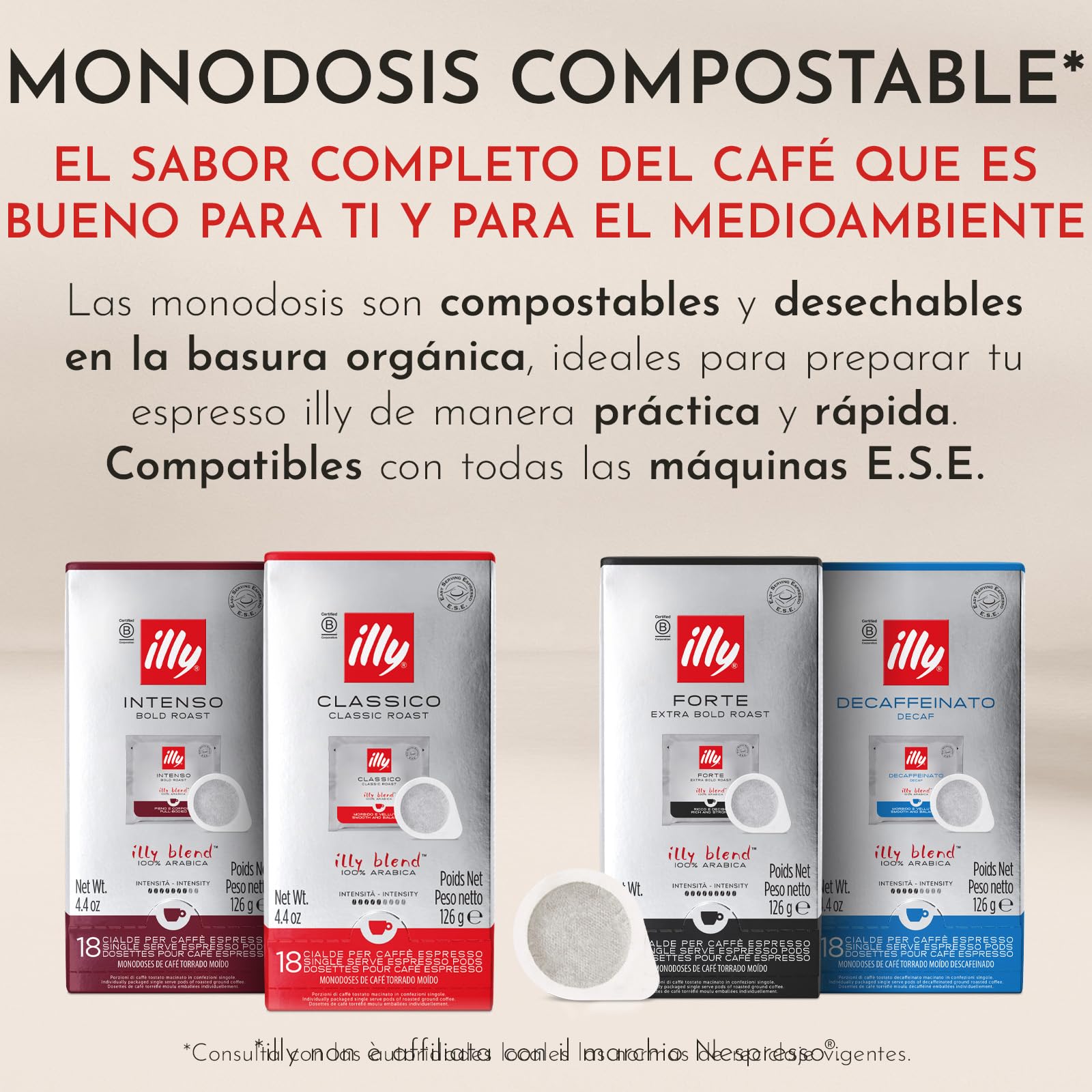 illy, Café en Cápsulas E.S.E CLASSICO Lungo, 216 Cápsulas Compostables | 100% Arábica con Notas de Azahar y Jazmín, Sabor Suave y Sabor Final Dulce, 12 Paquetes de 18