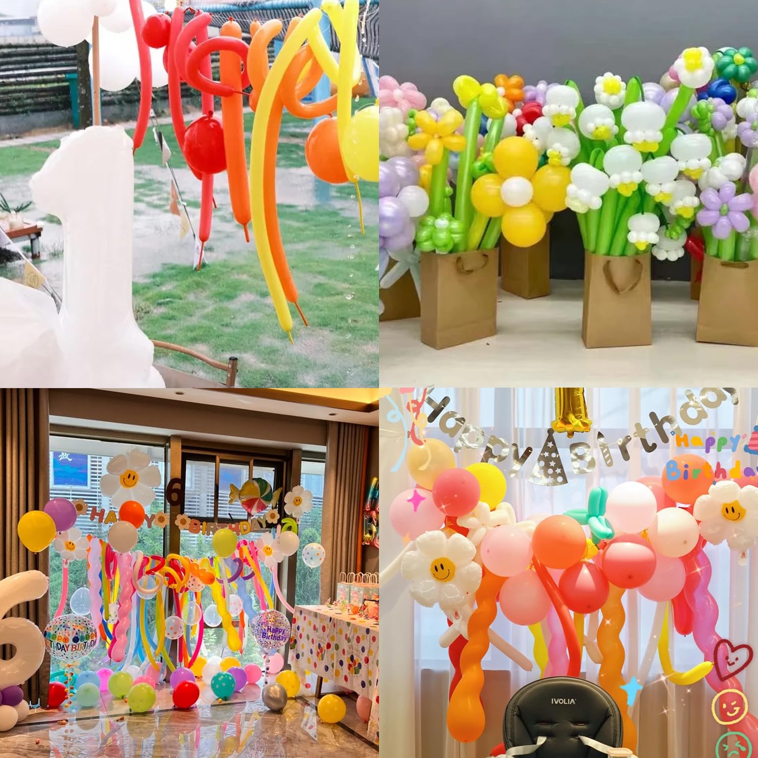 PIGETALE 100 globos delgados de 260 q de largo, diseño de animales retorcidos, arcoíris, colores surtidos, de látex, para modelar globos mágicos para guirnalda de globos, bricolaje, cumpleaños, bodas
