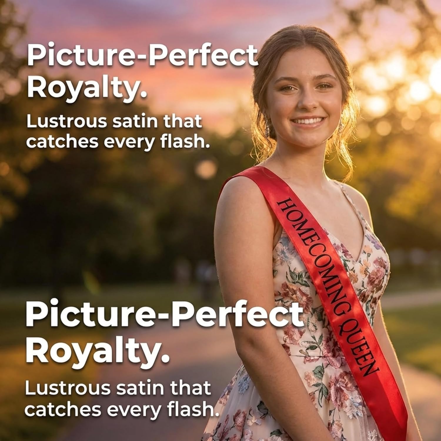 Anderson's Satin Sash Sets, King & Queen, 72 Inch x 3 Inch - 2 Pieces, Homecoming Court & Royalty Sashes
