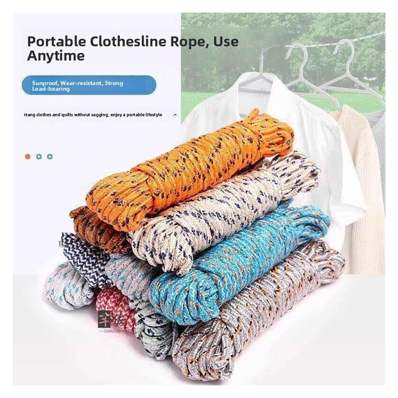 Corde A Linge Corde à Linge en Nylon épaissie for Toit, couettes de séchage extérieures et bâche de Ligne de vêtements for Balcon et terrasse, Accessoires de Voyage(20m -3 Pack)