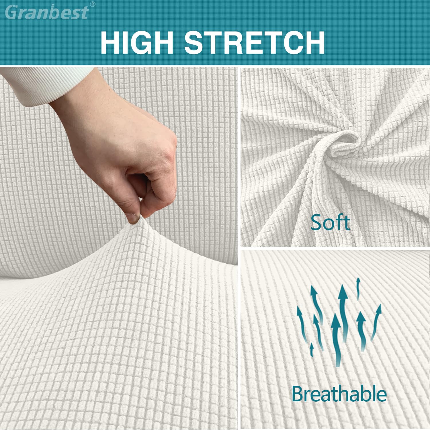 Granbest High Stretch Dining Chair Slipcovers, Universal Fit Jacquard Parson Dining Chair Covers - Image 3