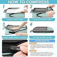 Vista 26 de BAGAIL 4 juegos/6 juegos/8 cubos de compresión para embalaje, accesorios de viaje, organizadores de embalaje expandibles (malla cuadrada, 06-beige)