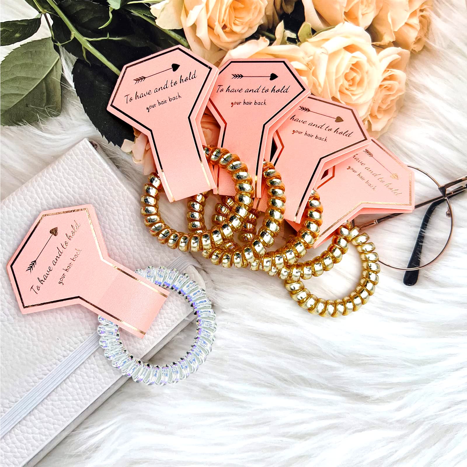 Penubuy 8 Pcs Metallic Bachelorette Spiral Hair Ties Set, Spiral Hair Scrunchies for Bridesmaid Gifts Bridal Shower - Image 2