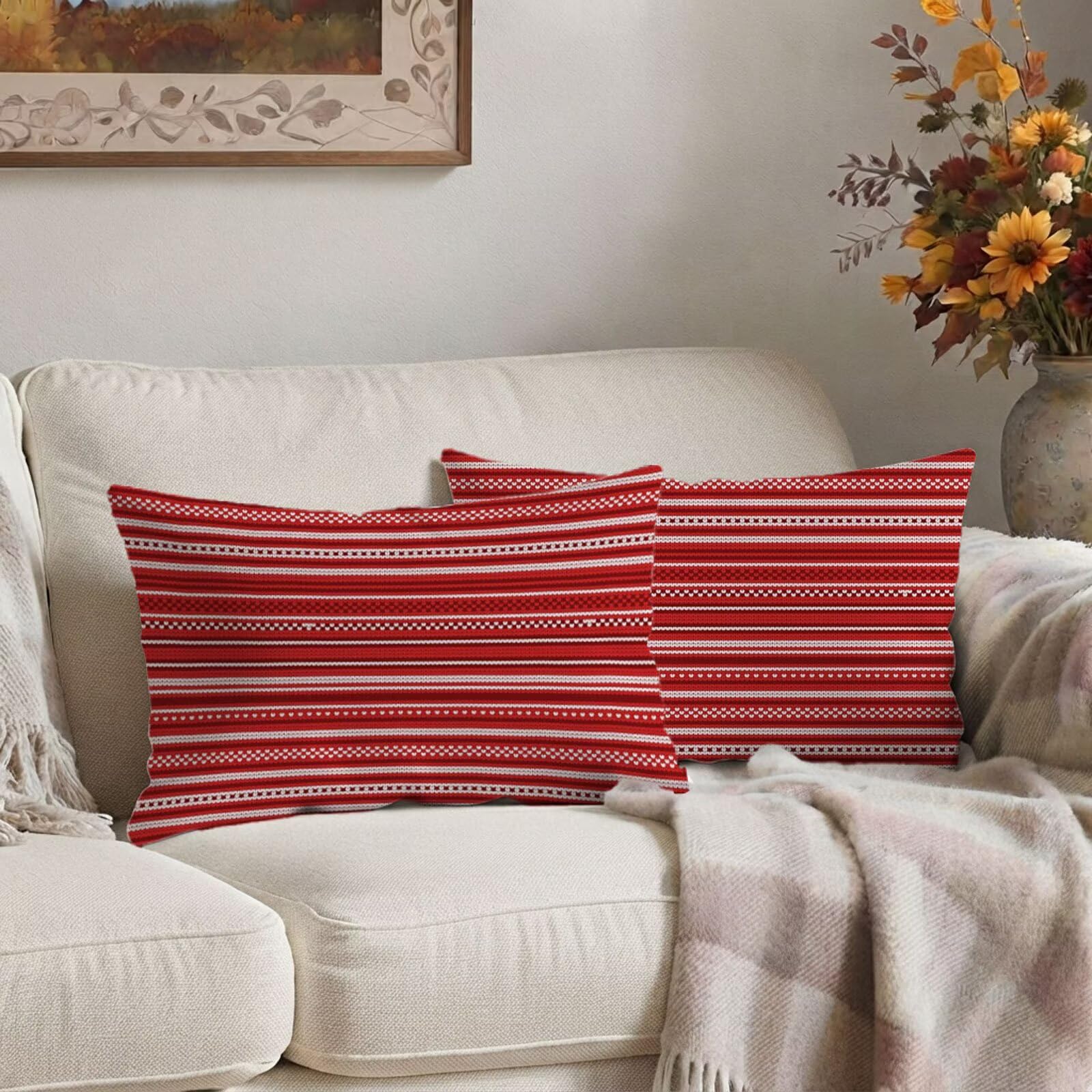 Poszewki na poduszki czerwone Boże Narodzenie 60 x 80 cm poduszki poduszki