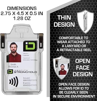 5-Pack Secure Badge Holder Classic with BLOXPROX RFID Blocking ID Card Cases, Blocks 125 KHz & 13.56 MHz, Durable Polycarbonate, Easy Access Squeeze-to-Read