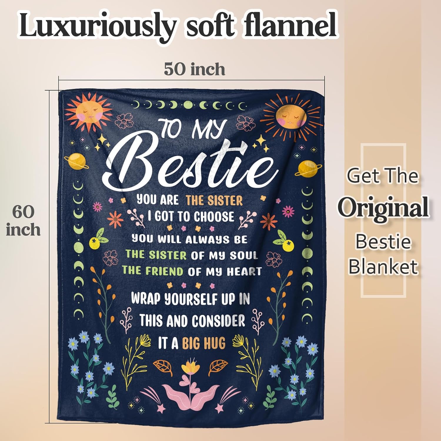 Bestie Gifts for Women, Bestie Birthday Gifts for Women, Bestie Best Friend Throw Blanket, Birthday Gifts for Woman Friendship, Best Friend, Soul Sister, BFF, Long Distance Gift Going Away - Image 8