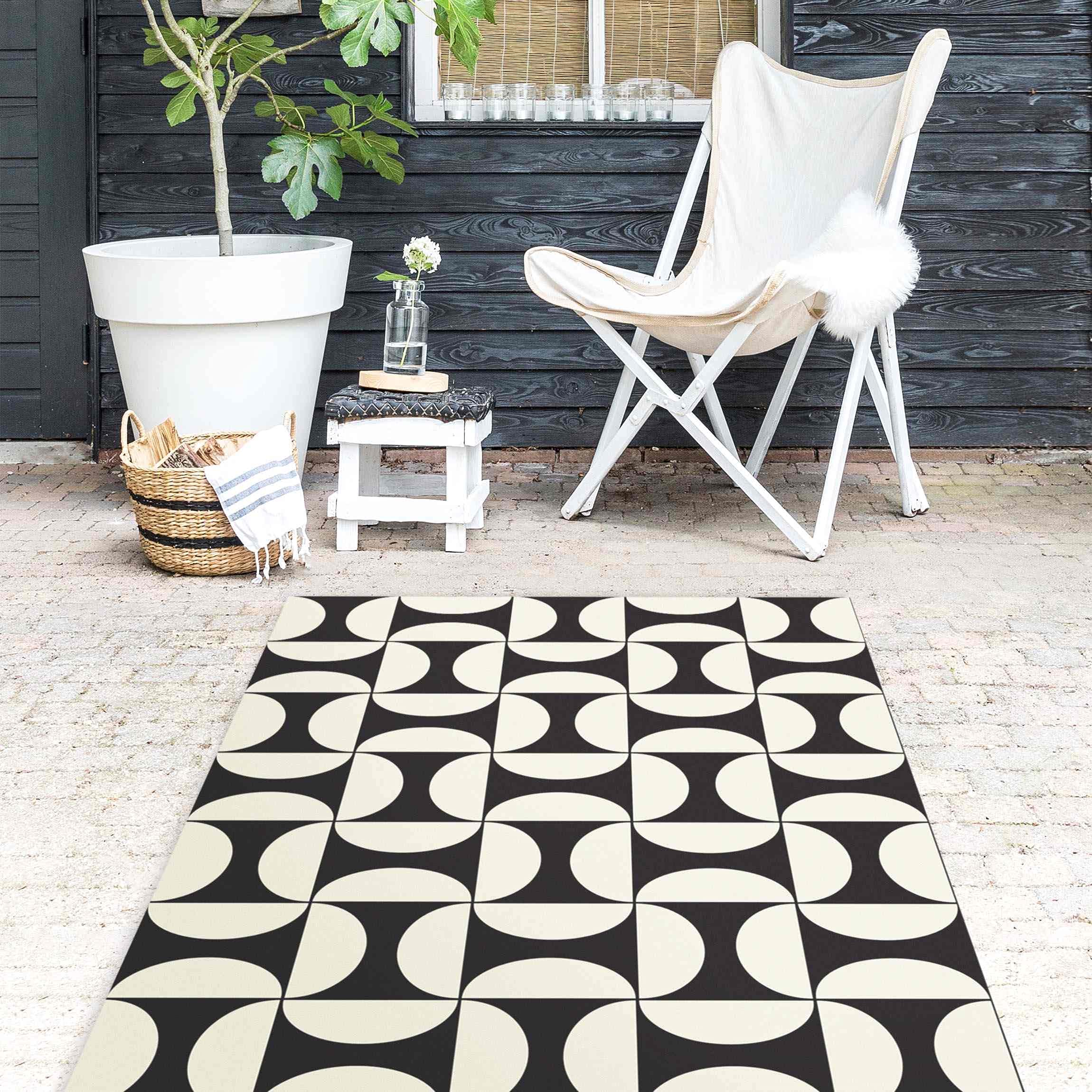 Tapis en Vinyle essuyable à l'eau à Motifs Collage sans Bulles Protection de Sol géométrique Tapis antidérapant Noir Imitation carrelage Cuisine Couloir 3150 (130x260cm)