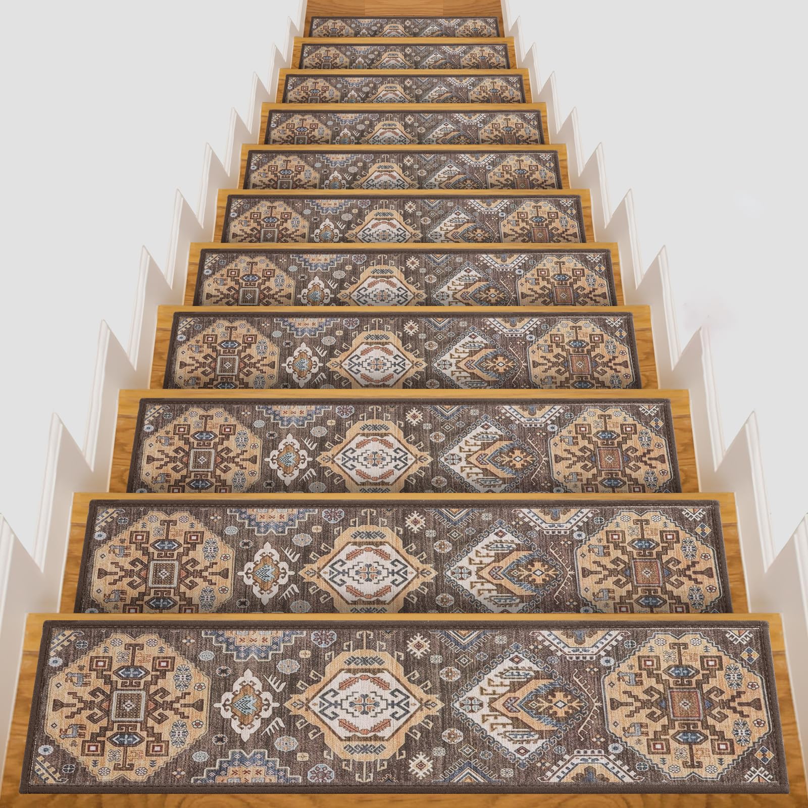Peldaños antideslizantes y lavables, 8 x 30 x 0.3 pulgadas, alfombra suave y cómoda para superficies de madera, mármol, vinilo o metal, interiores, exteriores, escaleras, pasillo (8 x 30