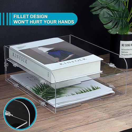 Miniatura 3 de Bandeja organizadora de papel acrílico transparente, estante apilable para correo, bandeja de archivos, bandeja de entrada, clasificador,