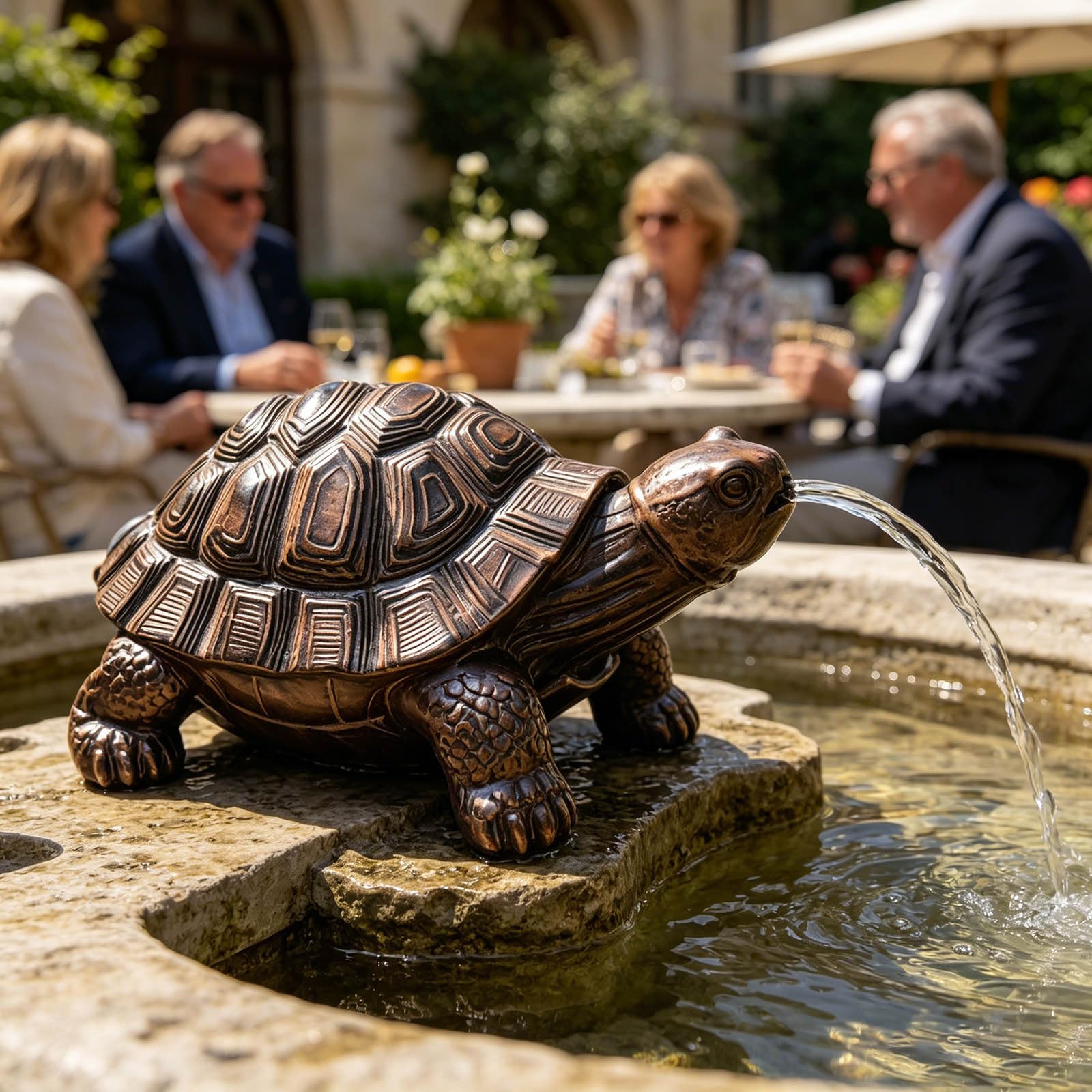 Épuisette de bassin à énergie solaire en résine en forme de tortue - Entraînement pour petits jardins avec décoration de jeu d'eau (gris, 17,5 x 13,5 x 29,5 cm)