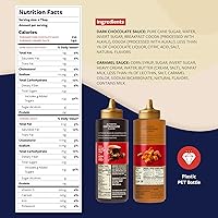 Vista 2 de Torani Puremade Salsa de caramelo y chocolate amargo variado, paquete de 2 para postres y bebidas de café, 16.5 onzas Ea