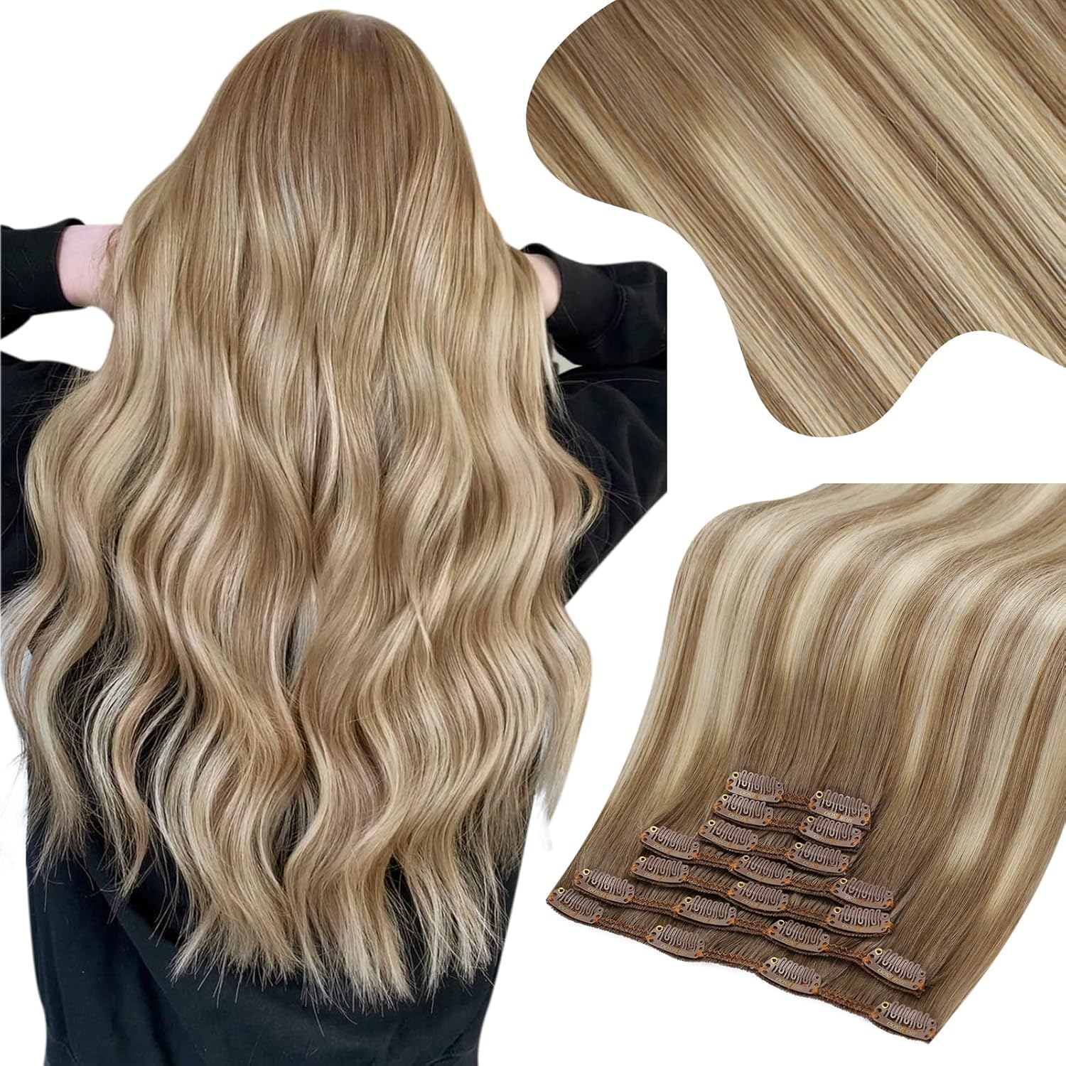 Moresoo Clip in Extensions Echthaar Haarverlängerung Echthaar Extensions Clip