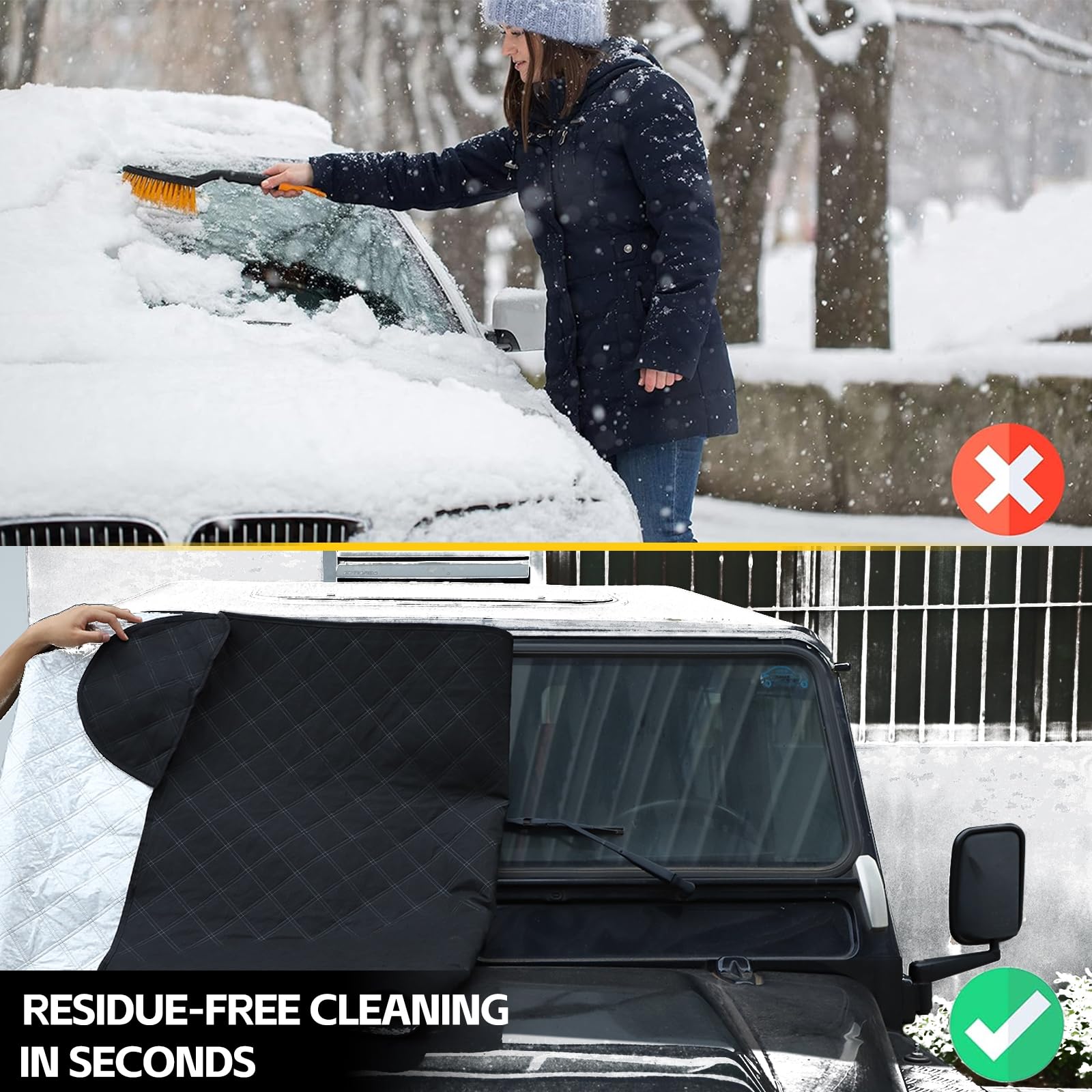 Auto Parabrezza Neve, Parabrezza Copertura Compatibile con LR Defender 90 110 130 2004-2018 4 Strati WAaterproof Protezione Antivento, Neve, Ghiaccio, Sole, UV, Polvere, Gelo Difesa