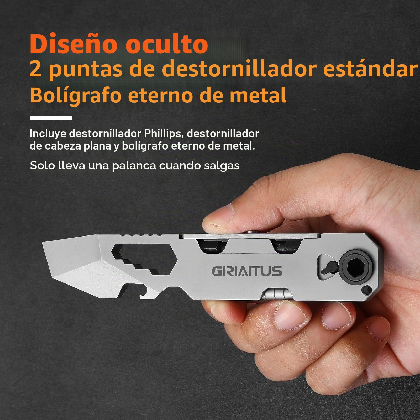 Multiherramienta EDC con barra de palanca con destornillador de trinquete bidireccional y bolígrafo eterno, llaves, palanca, abridores de botellas y cajas, accesorios para acampar