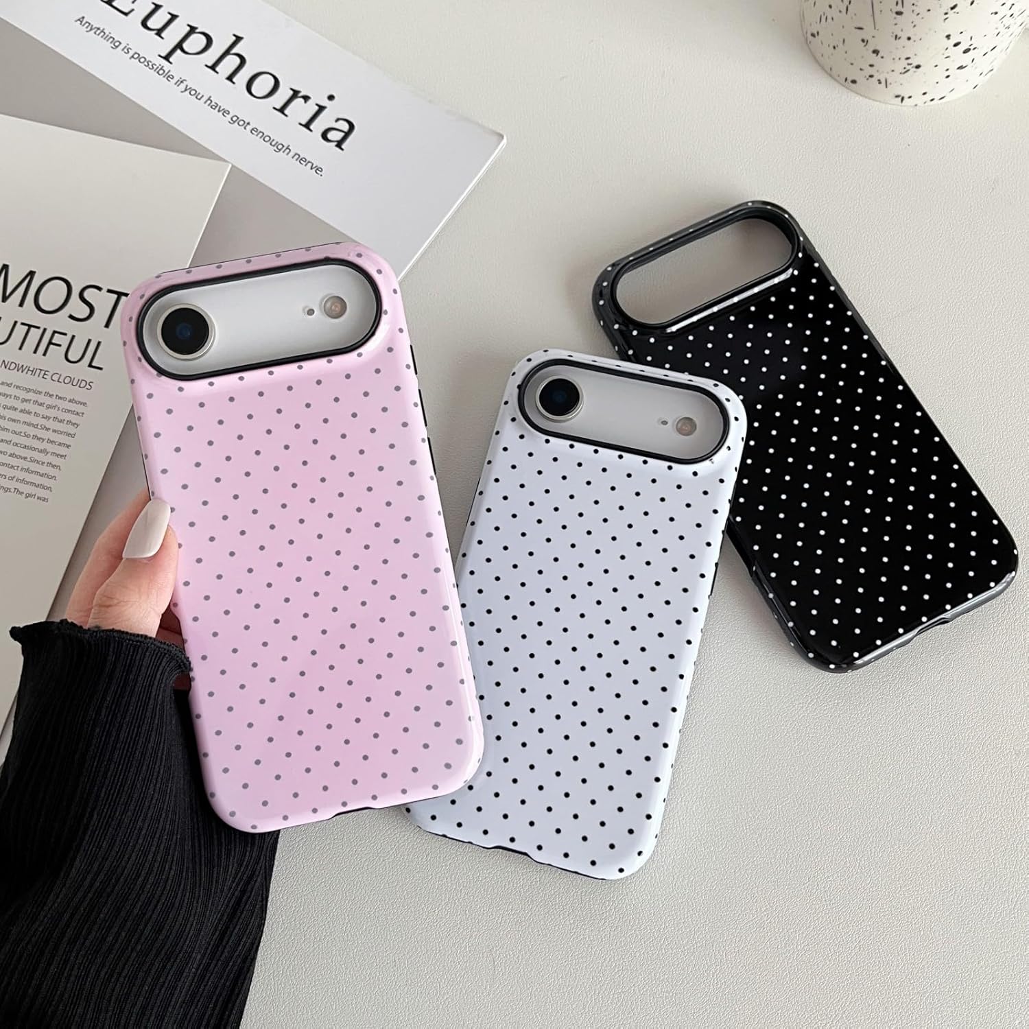 Compatible with iPhone 17 Air Case Cute Aesthetic Polka Dot Phone Case for Women Girl Shockproof Slim TPU and Hard PC Protective Cover (Pink) - Image 3