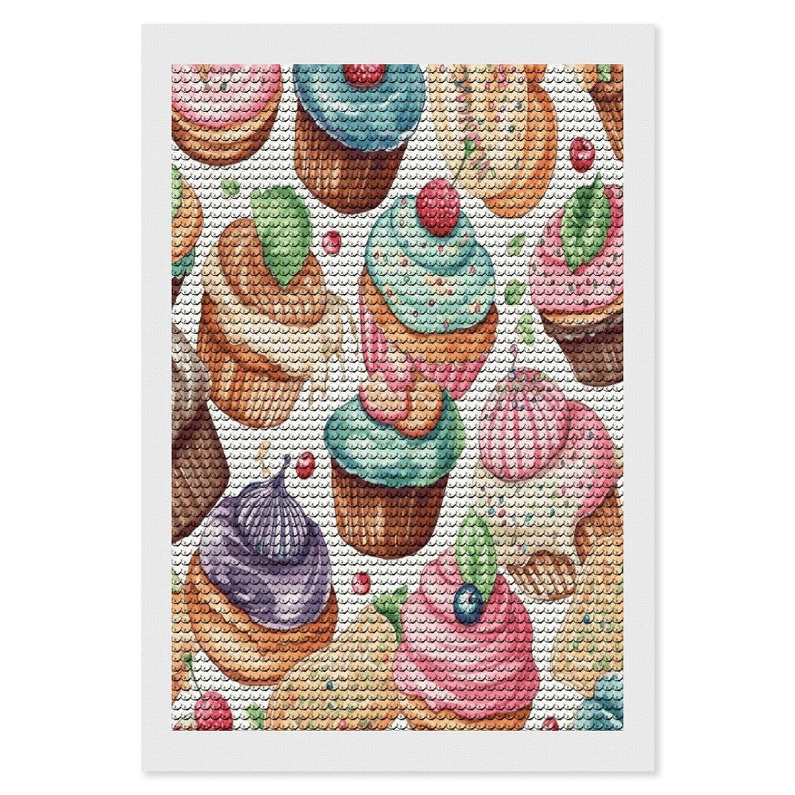 JTREHY Cupcakes Donuts Muffins Sugar Diamond Art Kits Personalized DIY Round Diamond Painting Kits for Beginner Full Drill Diamonds Dots Paintings for Adults Gem Art Crafts Home Decor